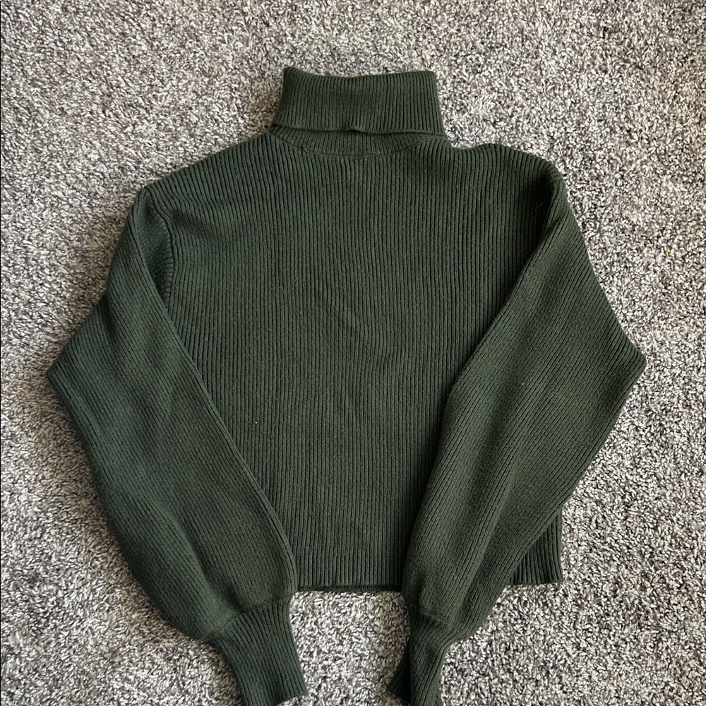 Francesca's Collections Forest Green Turtleneck Cropped Sweater